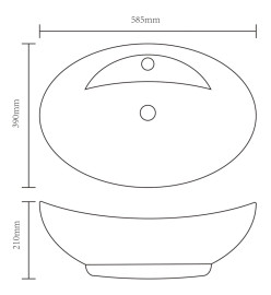 Lavabo avec trop-plein 58,5 x 39 x 21 cm Céramique Doré