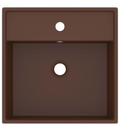 Lavabo carré à trop-plein Marron foncé mat 41x41 cm Céramique