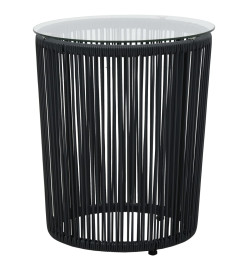Ensemble de bistro 3 pcs avec coussins Rotin PE Noir