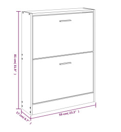 Armoire à chaussures Chêne fumé 59x17x81 cm Bois d'ingénierie