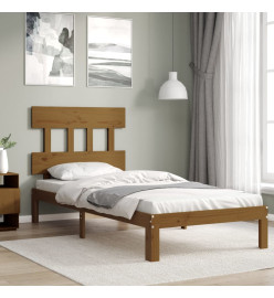 Cadre de lit tête de lit marron miel 90x200 cm bois massif