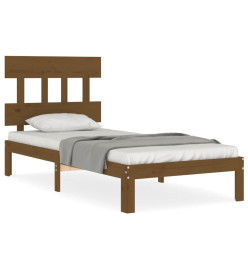 Cadre de lit tête de lit marron miel 90x200 cm bois massif