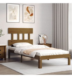 Cadre de lit tête de lit marron miel 90x200 cm bois massif