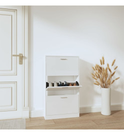 Armoire à chaussure Blanc brillant 59x17x108 cm Bois ingénierie