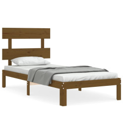 Cadre de lit tête de lit marron miel 90x200 cm bois massif