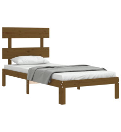 Cadre de lit tête de lit marron miel 90x200 cm bois massif