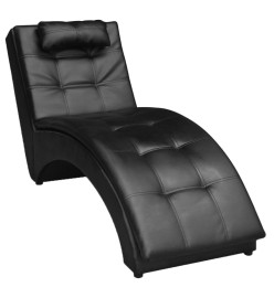 Chaise longue avec oreiller Noir Similicuir