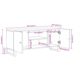 Meuble TV marron et noir 105x33,5x46 cm bois massif manguier