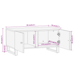 Table basse marron et noir 80x50x40 cm bois de massif manguier