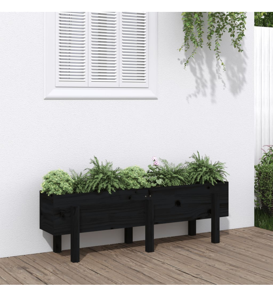 Lit surélevé de jardin noir 121x30x38 cm bois de pin massif Lit surélevé de jardin noir 121x30x38 cm bois de pin massif