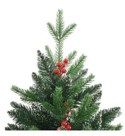 Sapin de Noël artificiel à charnières avec baies rouges 210 cm