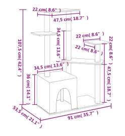 Arbre à chat avec griffoirs en sisal crème 107,5 cm