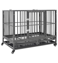 Cage pour chien avec roues et toit Acier 102x72x85 cm