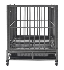 Cage pour chien avec roues et toit Acier 102x72x85 cm