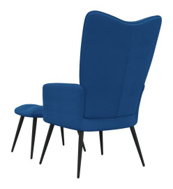 Chaise de relaxation avec repose-pied Bleu Velours