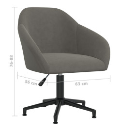 Chaise pivotante de bureau Gris foncé Velours