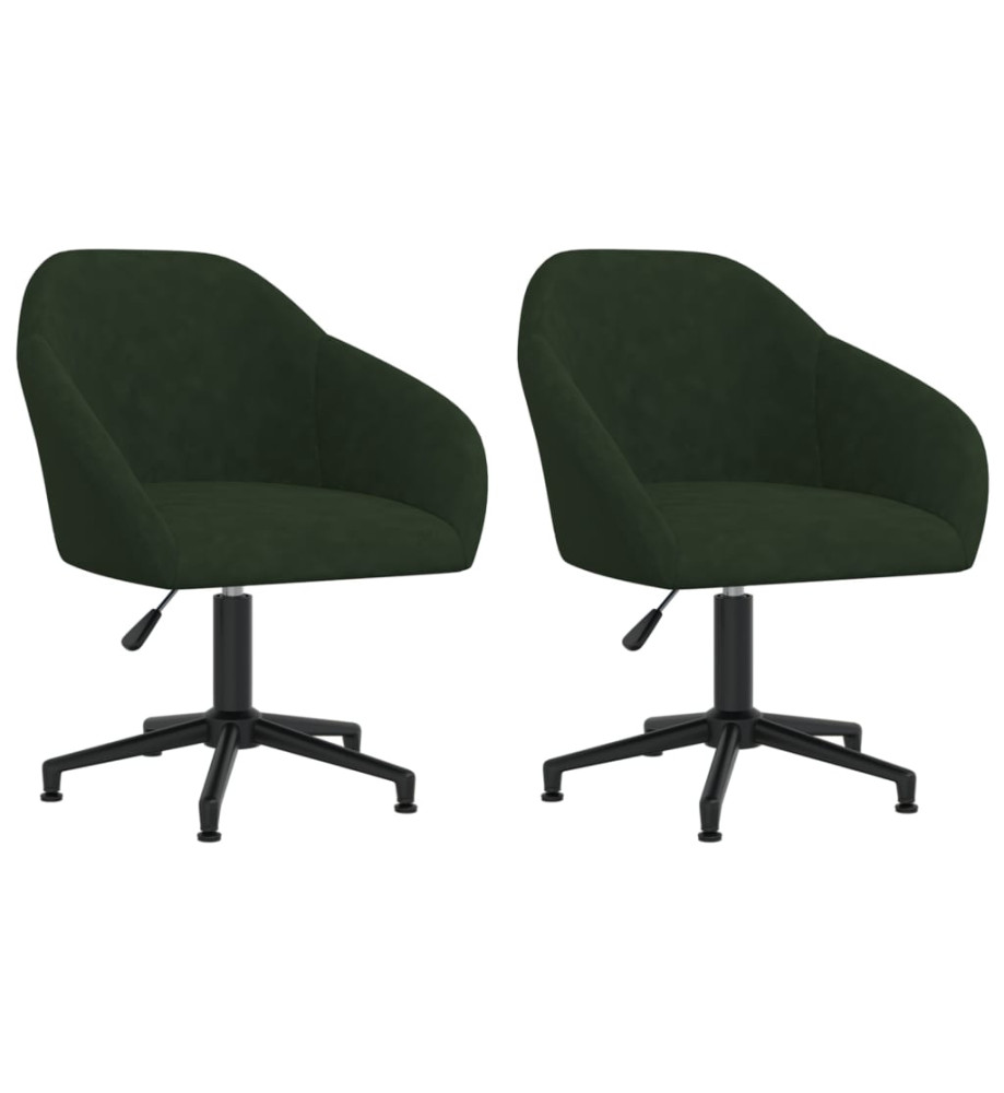 Chaises pivotantes à manger lot de 2 vert foncé velours