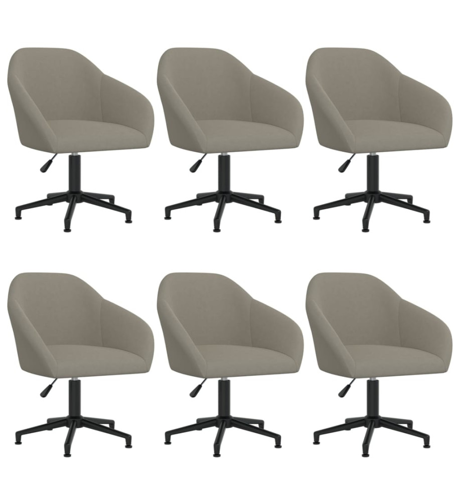 Chaises pivotantes à manger lot de 6 gris clair velours