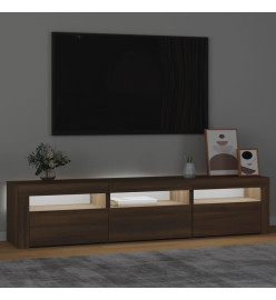 Meuble TV avec lumières LED Chêne marron 180x35x40 cm