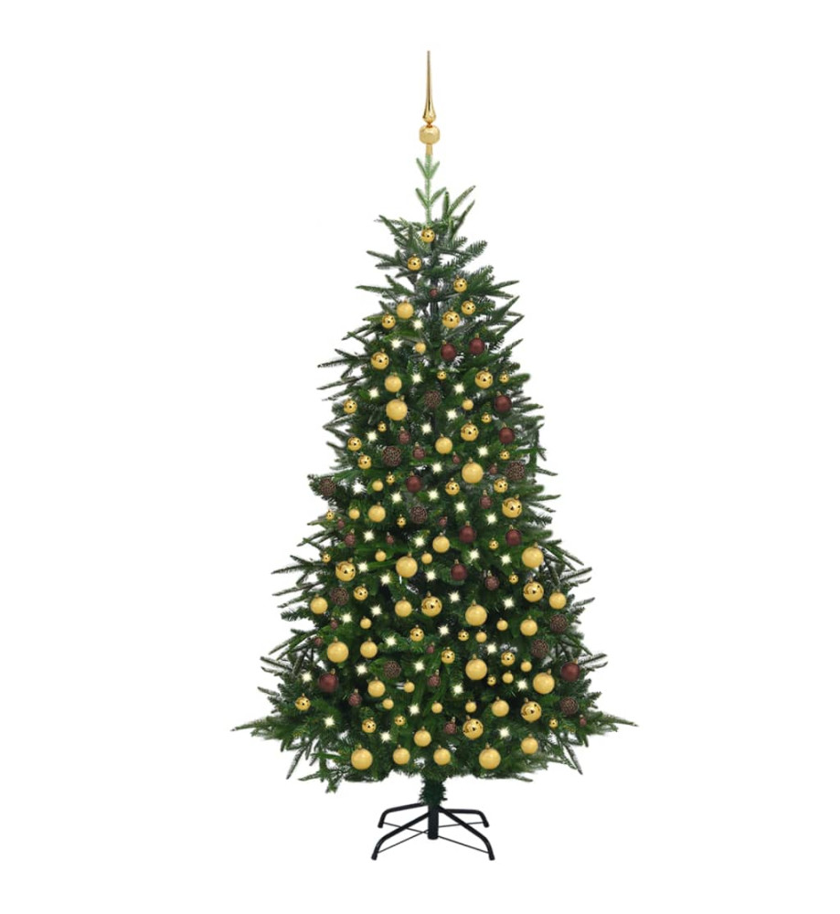 Arbre de Noël artificiel avec LED et boules Vert 210 cm PVC PE