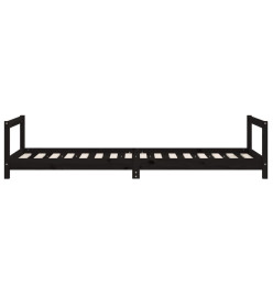 Cadre de lit pour enfants noir 90x200 cm bois de pin massif