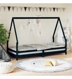 Cadre de lit pour enfants noir 90x200 cm bois de pin massif