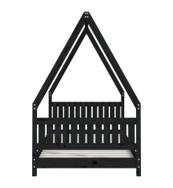 Cadre de lit pour enfants noir 90x190 cm bois de pin massif