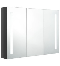 Armoire de salle de bain à miroir LED 89x14x62 cm Gris brillant