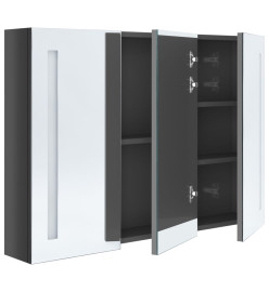 Armoire de salle de bain à miroir LED 89x14x62 cm Gris brillant