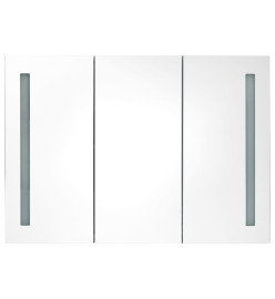 Armoire de salle de bain à miroir LED 89x14x62 cm Gris brillant