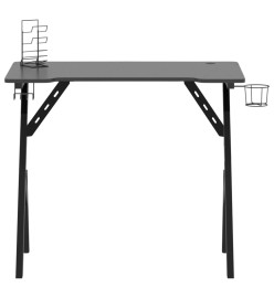 Bureau de jeu avec pieds en forme de Y Noir 90x60x75 cm