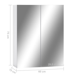 Armoire à miroir de salle de bain Blanc 60x15x75 cm MDF