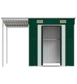 Abri de jardin avec toit prolongé vert 277x110,5x181 cm acier