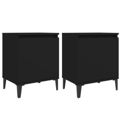 Tables de chevet avec pieds en métal 2 pcs Noir 40x30x50 cm