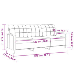 Canapé à 3 places Crème 180 cm Tissu