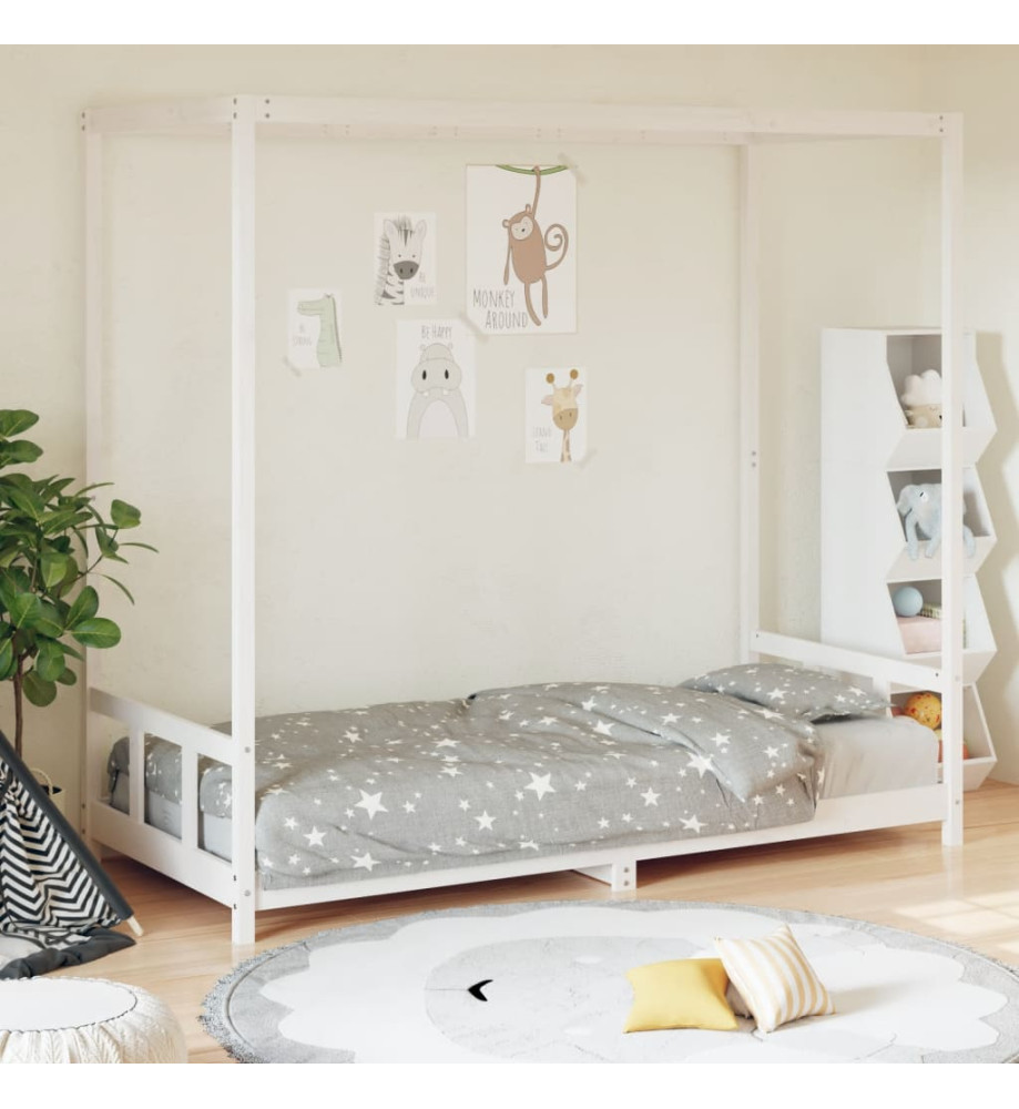 Cadre de lit pour enfants blanc 90x200 cm bois de pin massif