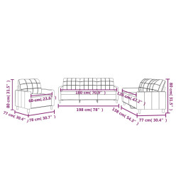 Ensemble de canapés 3 pcs avec coussins Jaune clair Tissu