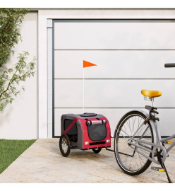 Remorque de vélo pour chien rouge et gris tissu oxford et fer