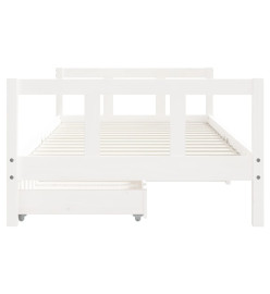 Cadre de lit d'enfants tiroirs blanc 90x190 cm bois pin massif