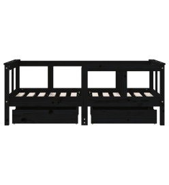 Cadre de lit enfant avec tiroirs noir 70x140 cm bois pin massif