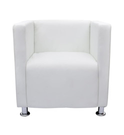 Fauteuil cube Blanc Similicuir