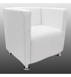 Fauteuil cube Blanc Similicuir