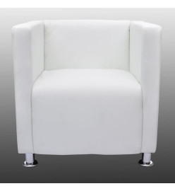 Fauteuil cube Blanc Similicuir