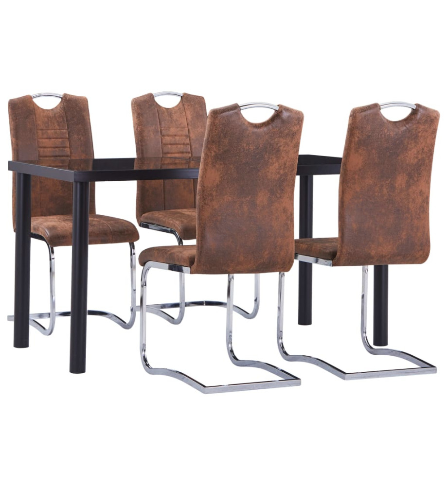 Ensemble de salle à manger 5 pcs Similicuir daim Marron