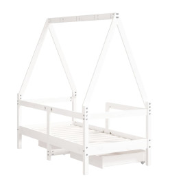 Cadre de lit enfant tiroirs blanc 70x140 cm bois de pin massif