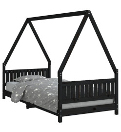 Cadre de lit pour enfants noir 90x200 cm bois de pin massif