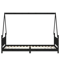 Cadre de lit pour enfants noir 90x200 cm bois de pin massif