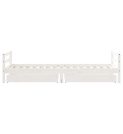 Cadre de lit enfant tiroirs blanc 90x200 cm bois de pin massif