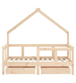 Cadre de lit enfant avec tiroirs 70x140 cm bois de pin massif