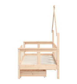 Cadre de lit enfant avec tiroirs 70x140 cm bois de pin massif